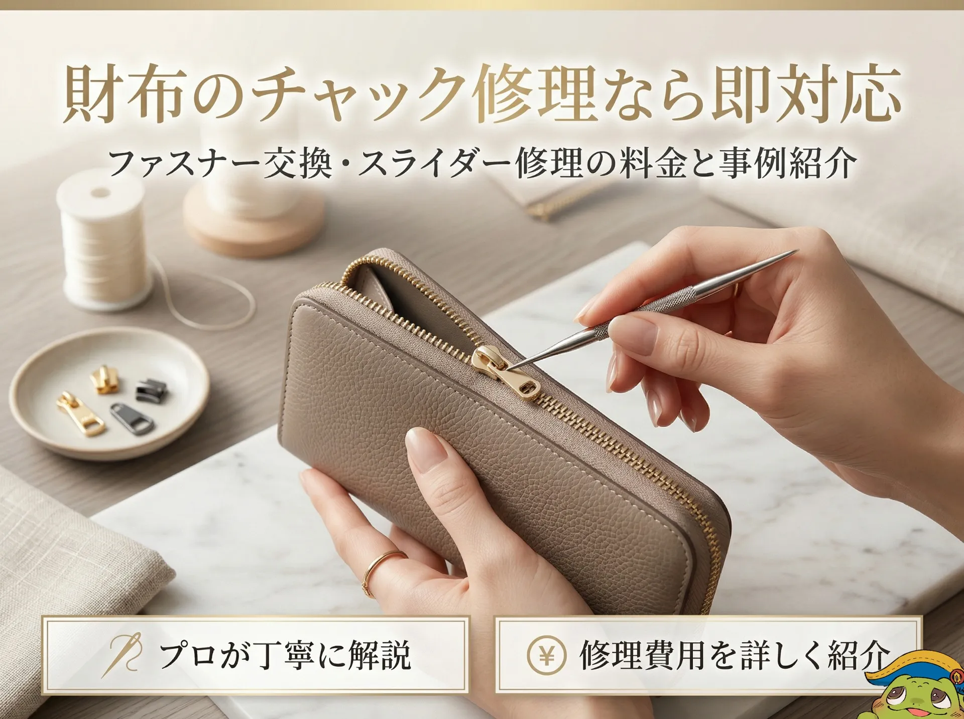 財布のチャック修理なら即対応｜ファスナー交換・スライダー修理の料金と事例紹介