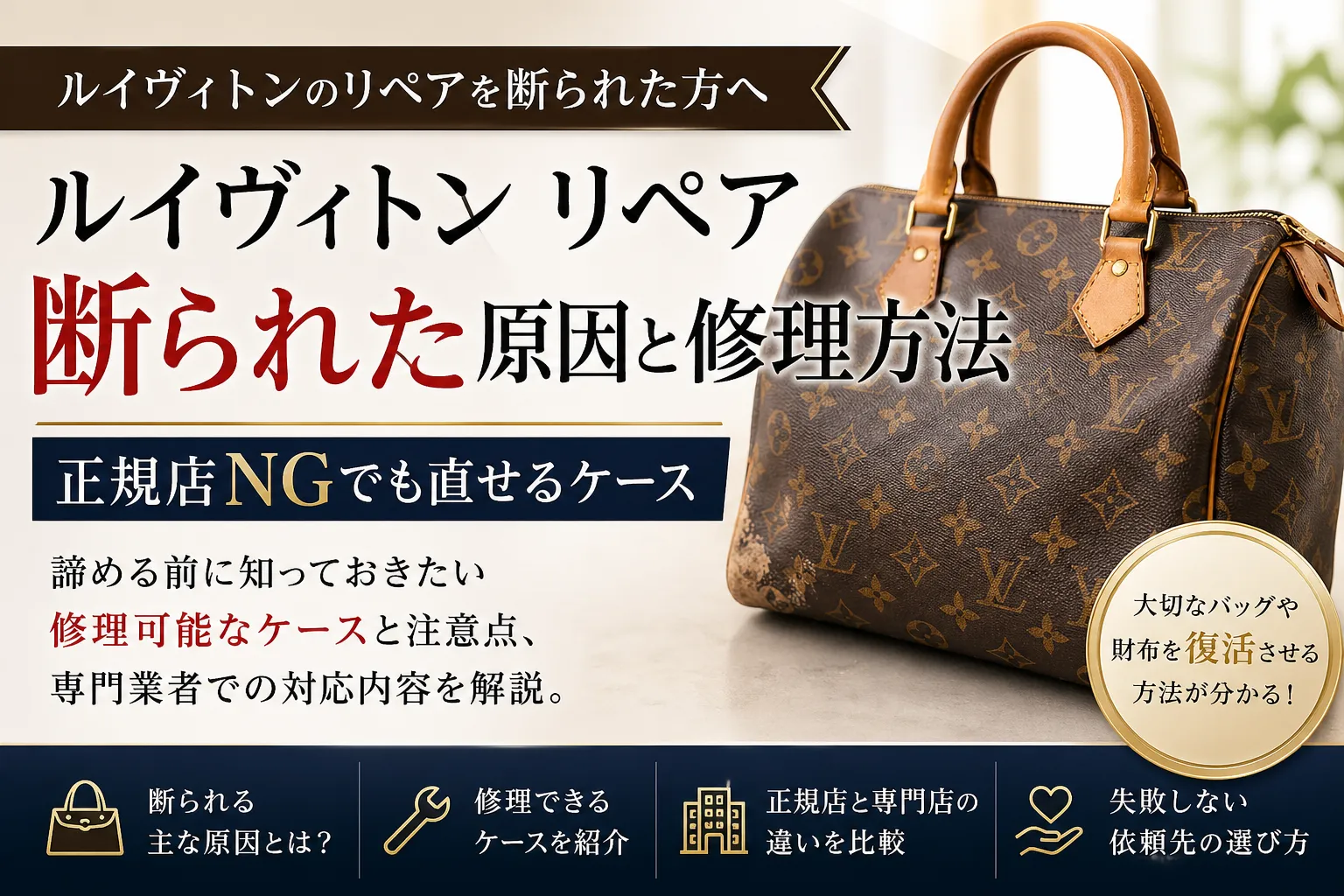 ルイヴィトン リペア 断られた原因と修理方法｜正規店NGでも直せるケース