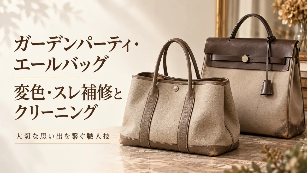 エルメス「ガーデンパーティ」「エールバッグ」の変色・スレ補修とクリーニング｜大切な思い出を繋ぐ職人技