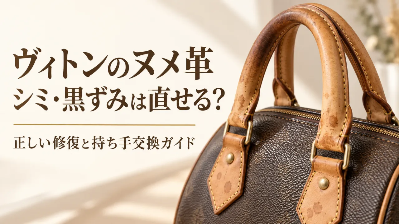 【ヴィトン ヌメ革】100均グッズやニベアでシミは落とせる？黒ずみ・ヤケの正しい修復＆持ち手交換ガイド